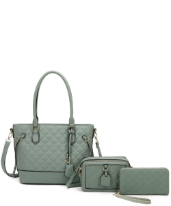 Quilted 3 in 1 Shopper Set LF452T3 TURQUOISE